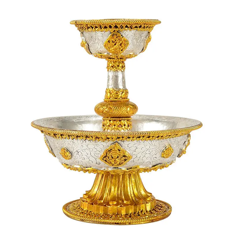 Handmade copper gilt silver Buddha cup Household Buddhist utensils Water purification cup ornament