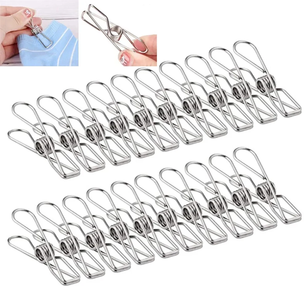 10-100Pcs 6cm Stainless Steel Clothespins Clips Clothes Pegs Washing Hang Laundry Metal Home Storage Tool Cloth Pin Clip Holders