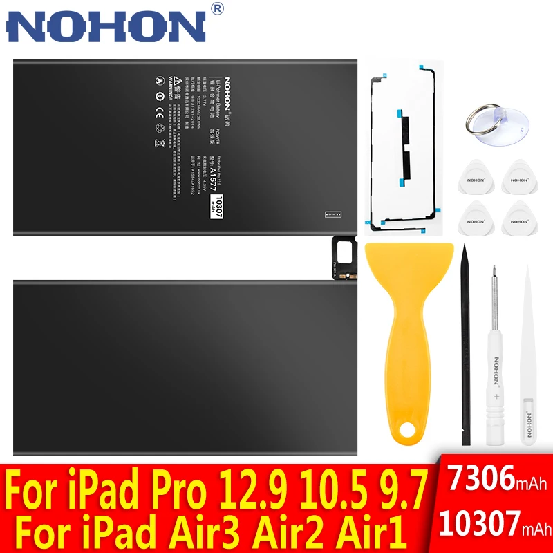 NOHON Battery For iPad Pro 12.9 10.5 9.7 Air 3 2 1 Replacement Lithium Polymer Battery A1584 A1484 A1566 A1674 A2134 A2152 A1701