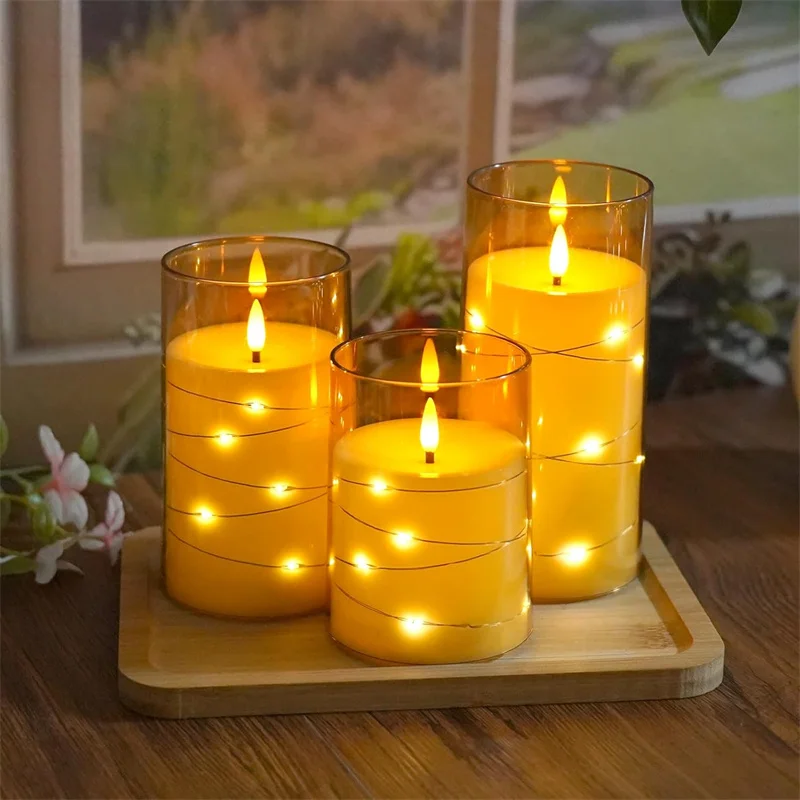 Flickering Flameless Candles Battery Operated Candles LED Candles with Remote Timer for Home Wedding Birthday Decor 3D Flame