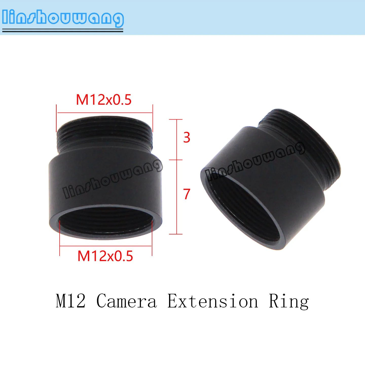 M12 Interface Threaded Extension Adapter, Zinc Alloy Extension Ring, M12 Lens Extension Ring, Suitable for M12 Interface Security Industrial Lenses and Cameras