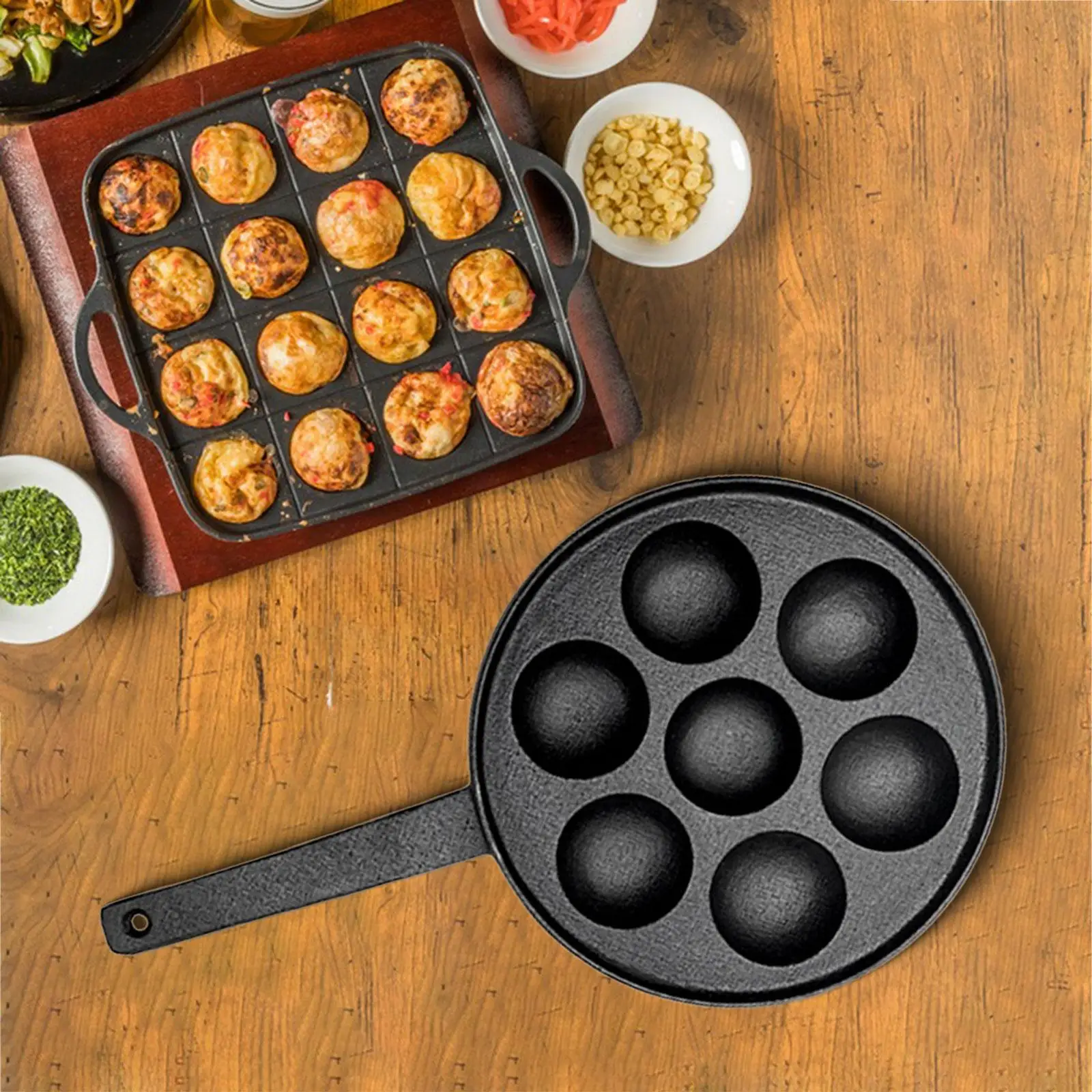 7 Holes Octopus Balls Cast Iron Pot Non Stick Frying Pan Household Porous Frying Pan Saucepan Kitchenware Frying Pan Wok