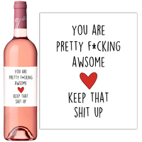 4PCS Funny Wine Bottle Labels,Wine Stickers,You're Pretty Awesome,Encourage Thankful For Him,For Her,Wine Sticker Self-Adhesive