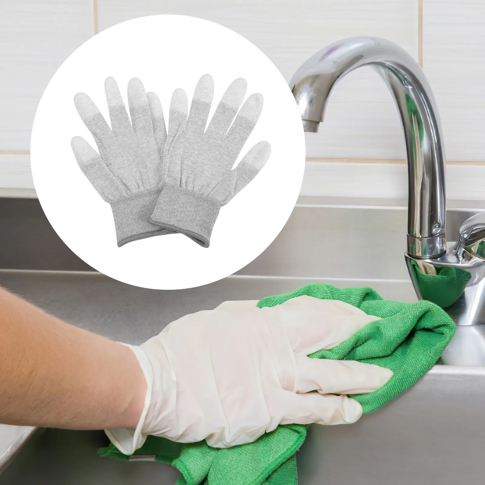 5Pairs Anti Static Coated Gloves Heavy Duty Non Slip Fingertip Design for Electronics Assembly Aerospace Automotive Jewelry Shop