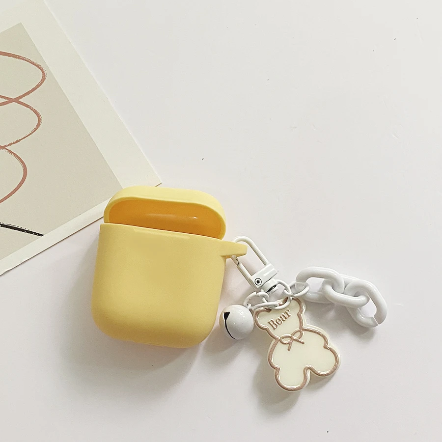 Dành Cho Apple AirPods Tai Pro2 3rd Ốp Lưng Hàn Quốc Dễ Thương Hoạt Hình Gấu Ốp Lưng Air Pods 3 Sang Trọng Hoa Móc Khóa Ốp Tai Nghe Nhét Tai Bao tai Nghe Airpods 2