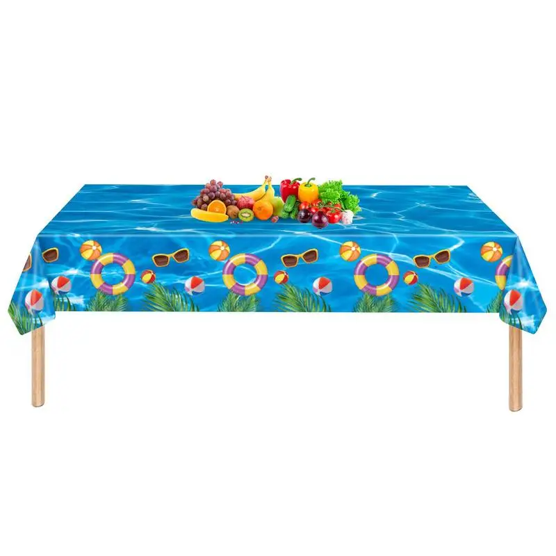 

Man 2 Pieces Pool Party Tablecloth Plastic Summer Table Cover Disposable Hawaiian Party Tablecloth Beach Summer Birthday Supply