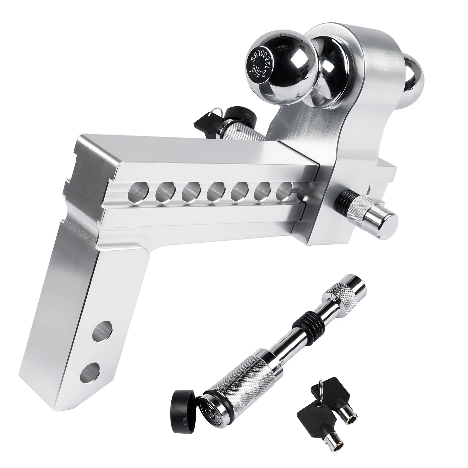 AP03 Adjustable Trailer Hitch for 2'' Receiver 10'' Drop Rise Tow Drop Hitch 12500LBS