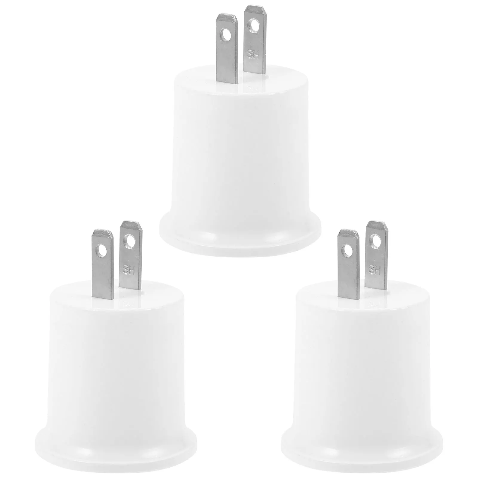 

3pcs Lamp Holder Adapter E26 E27 Light Socket Plug Wall Pathway Night Light Abs Shell Copper Contacts Insulation Easy Install