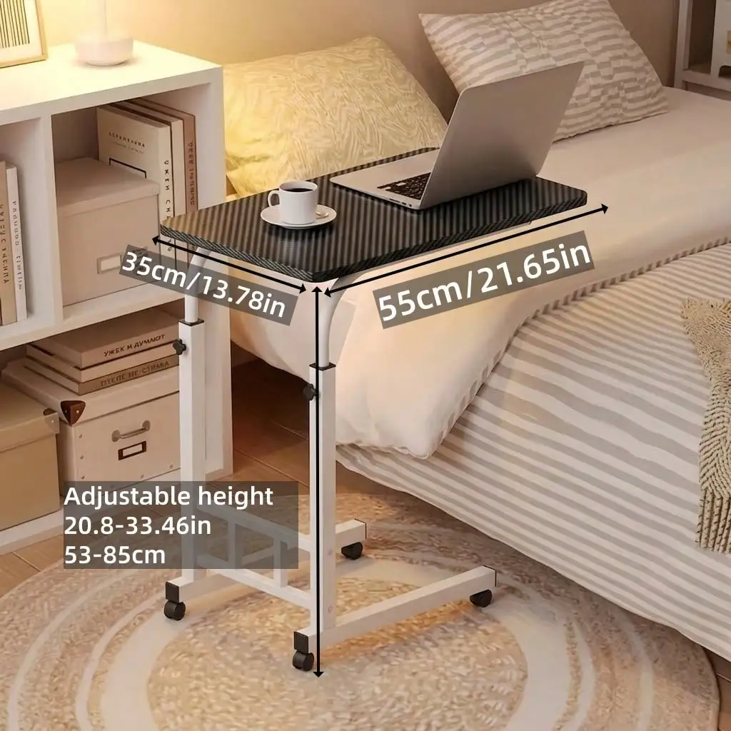 Multifunctional, Adjustable C-Shaped Side Table With Wheels, Mobile Laptop Desk, Bedside Table, Portable Sofa Side Table, Snack Cart, Suitable For Home Office, Studying, Gaming, Bedroom, Living Room, Perfect Gift
