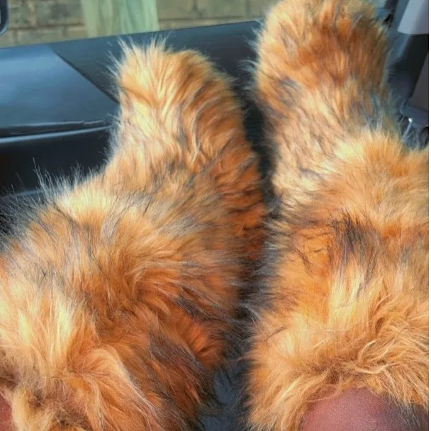 

IPPUEM Mongolian Fur Boots Brown Women Fur Boots Knee High 2025 New Winter Plus Size 36-46 Flat Heel Snow Boots Long Plush Shoes