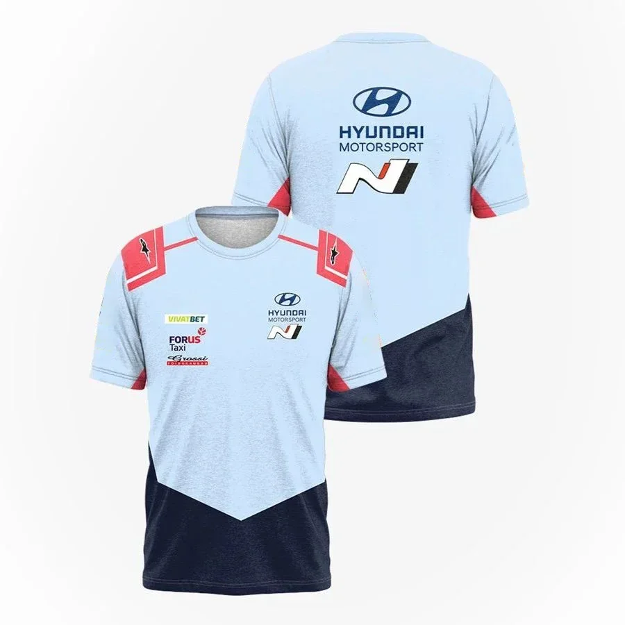 2024 Summer New Hyundai Team T-shirt Men's Outdoor Extreme Sports WRC Racing T-shirt Quick Drying Breathable Bicycle Top Shirt