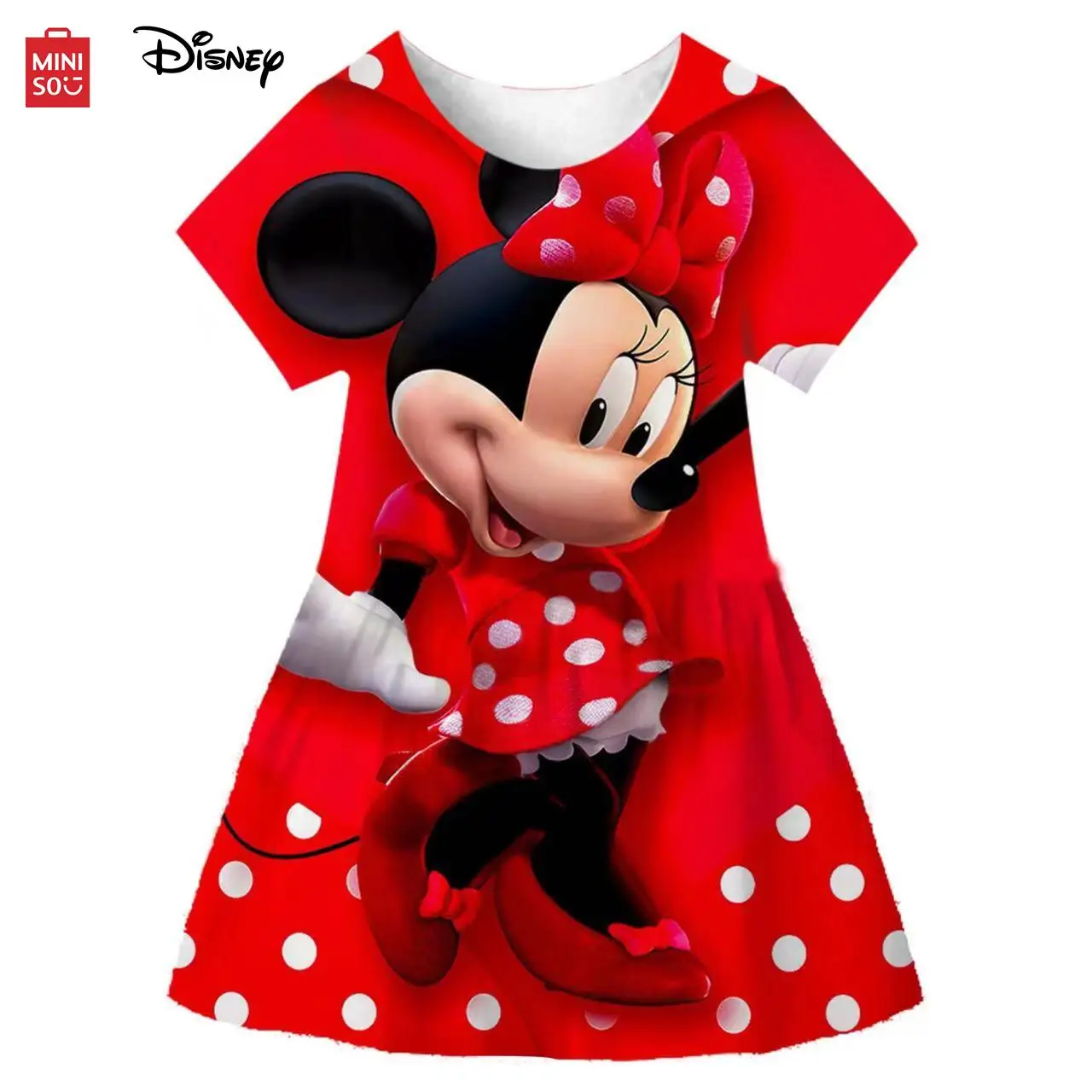 Disney Princess Minnie Dress Summer Children Clothes Dress Mini Dress Baby Girl Short Mickey Mouse Dress 1 2 3 4 5 6 7 8 9Years