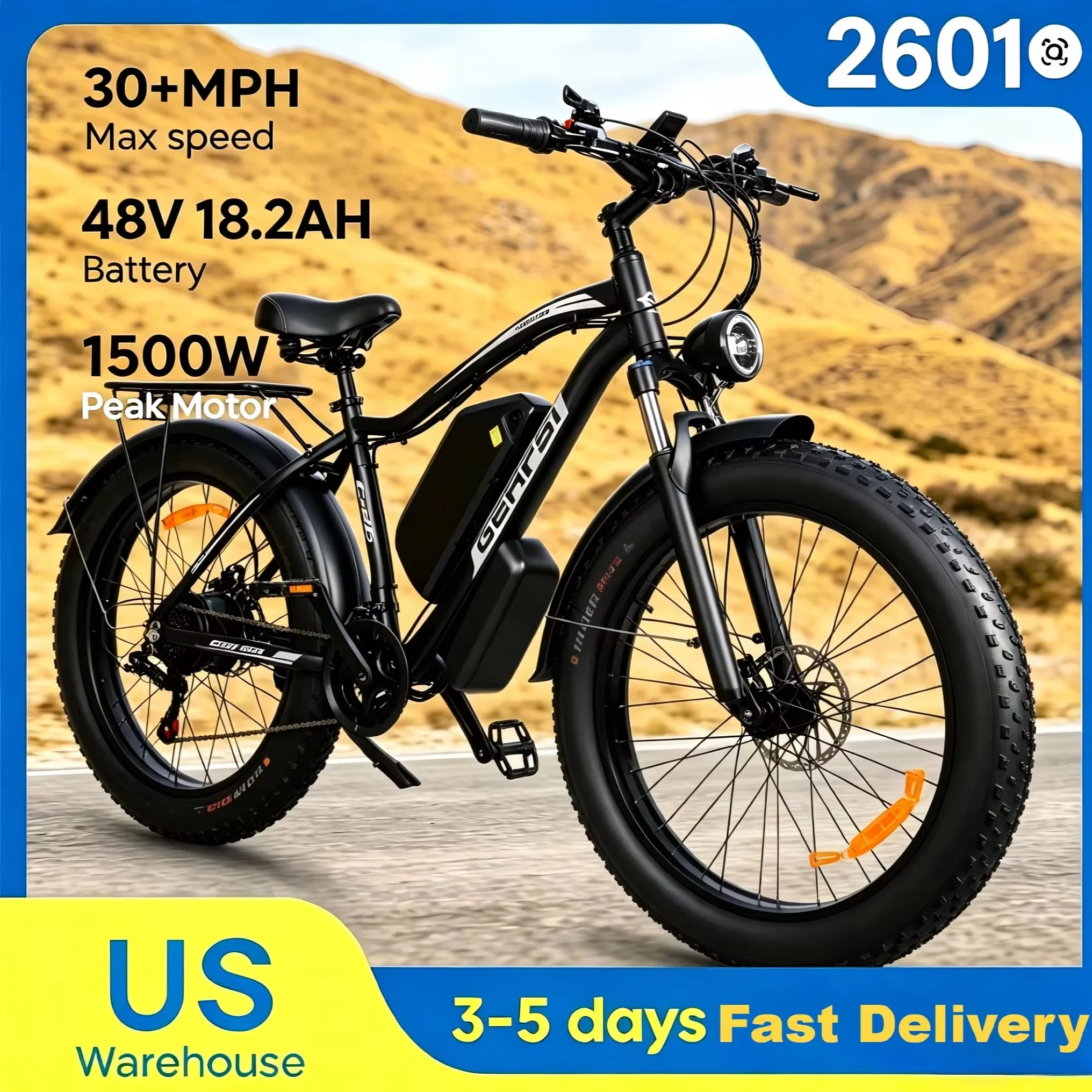

BAOLUJIE Electric Bike,1500W Peak Ebikes for Adults, 26'' Fat Tire Best Ebike for Men, 80 Miles with 873.6Wh Battery, 30MPH+ Max Speed Bicycles, 350LB Capacity