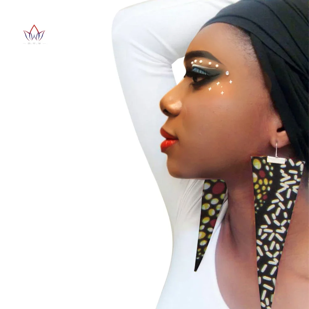 Trendy Afrikaanse Stof Oorbellen Handgemaakte Oorbellen Voor Vrouwen Party Gift Afrikaanse Print Ankara Grote Oversized Oorbellen WYB279
