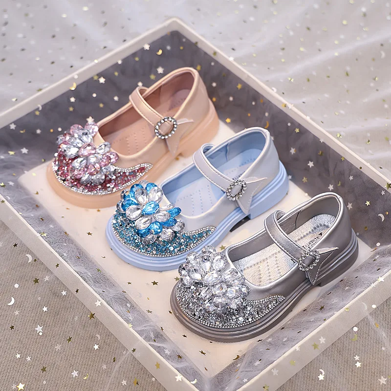 Girl Summer Rhinestone Low-Cut Shoes Soft-Soled Performance Shoes Kid Comfortable Non-Slip Mary Janes Baby Children Party Outfit