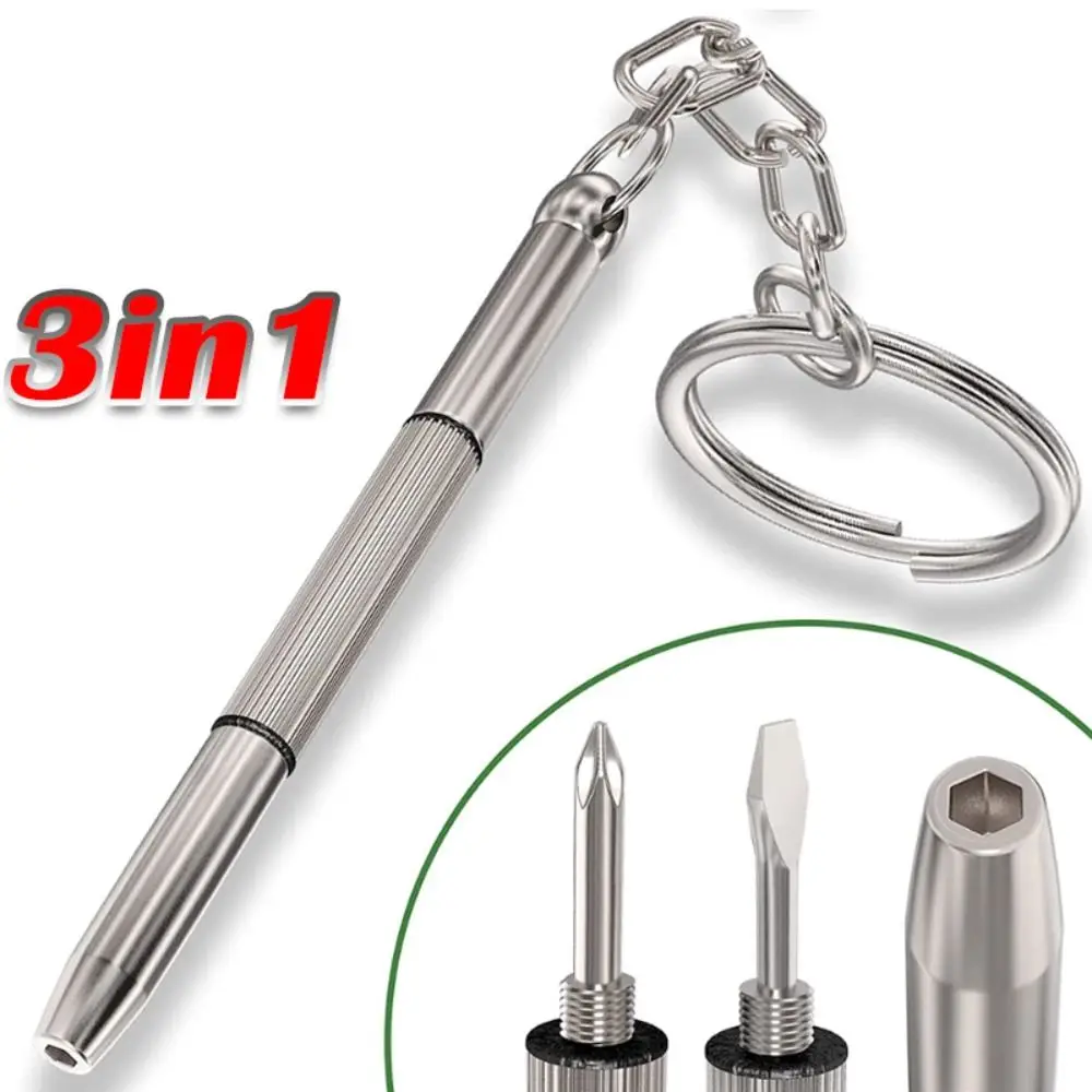Multi-function with Keychain Eyeglass Screwdrivers Steel Hand Tool Screwdriver Repair Kit 3-in-1 Eyeglass Repair Tools Home