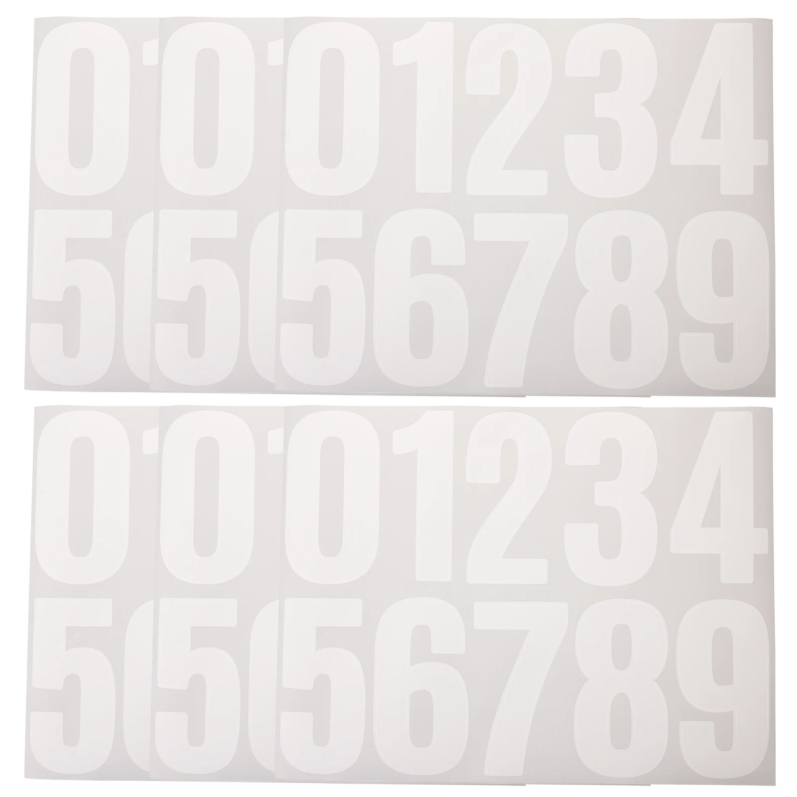 

6 Sheets 4 Inch White Digital Stickers Large Numbers for Trash Bins Mailbox Address Signs Self Adhesive Outdoor Decals