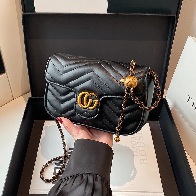 

2025 Luxury Design Women's Small Square Stylish Handbag Chain Crossbody Shoulder Handbags Luxury Embroidered Check Square Bag