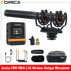 Comica CVM-VM40 2.4G Super Cardioid Condenser Wireless Shotgun Microphone,Wired and Wireless dual modes,for Camera/Smartphone/PC
