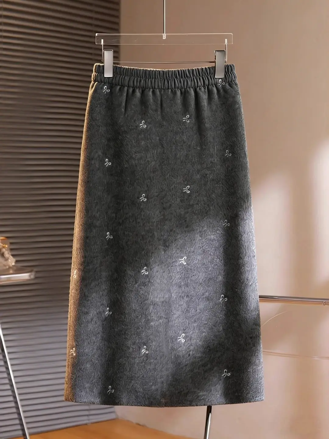 Korean Japanese Brand plus Size Half Skirt Women's Spring Fashion Versatile Embroidered  Knot Woolen Skirt