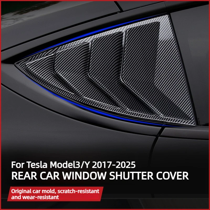 ABS Rear Car Window Shutter Cover For Tesla Model 3/Y 2015-2025 Louver Side Vent Trim Triangle Modified Accessories