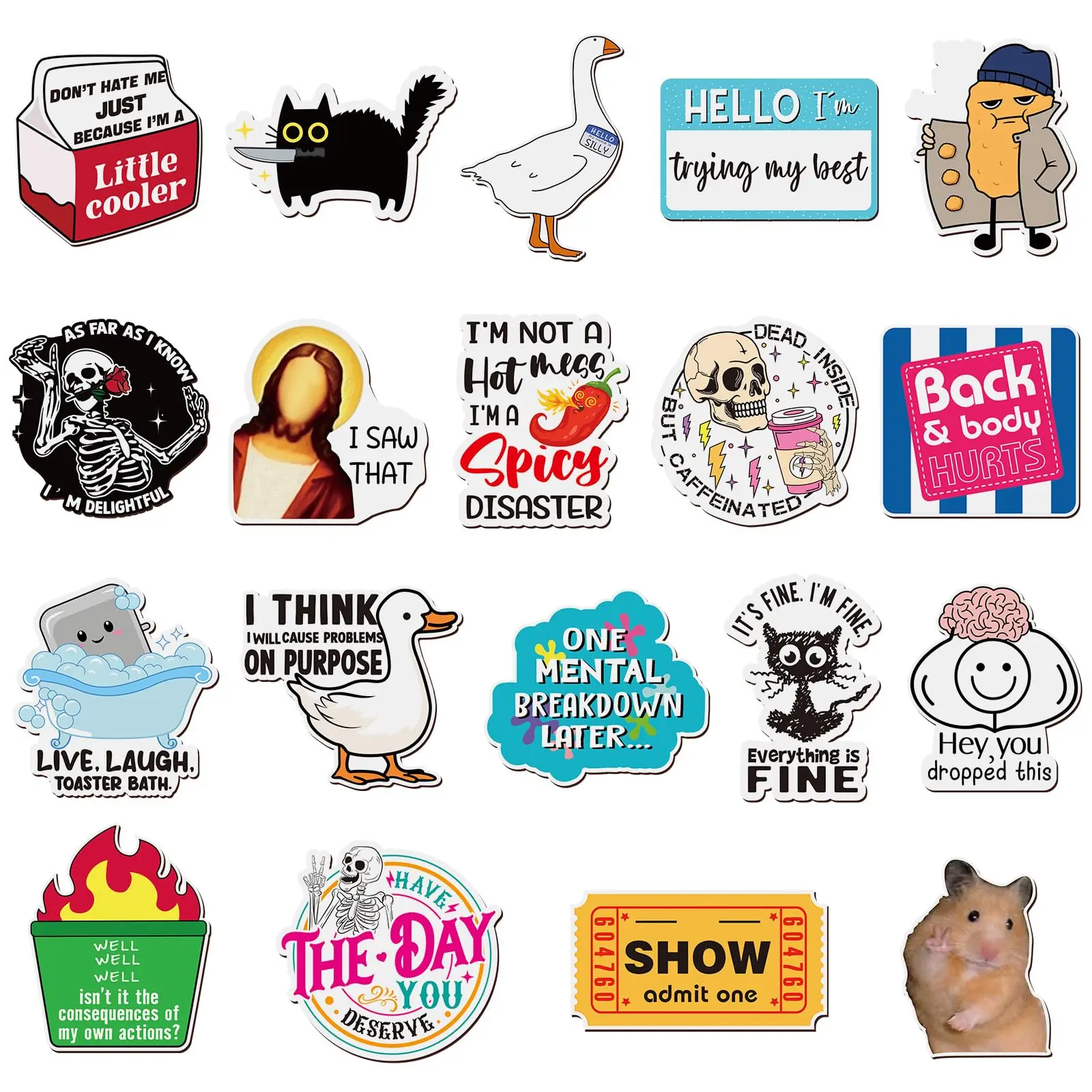 

20 Pcs Funny Fridge Magnets Reusable Cute Animals and Words Fun Anime Refrigerator Magnets for Office Car Locker Cabinet Gifts