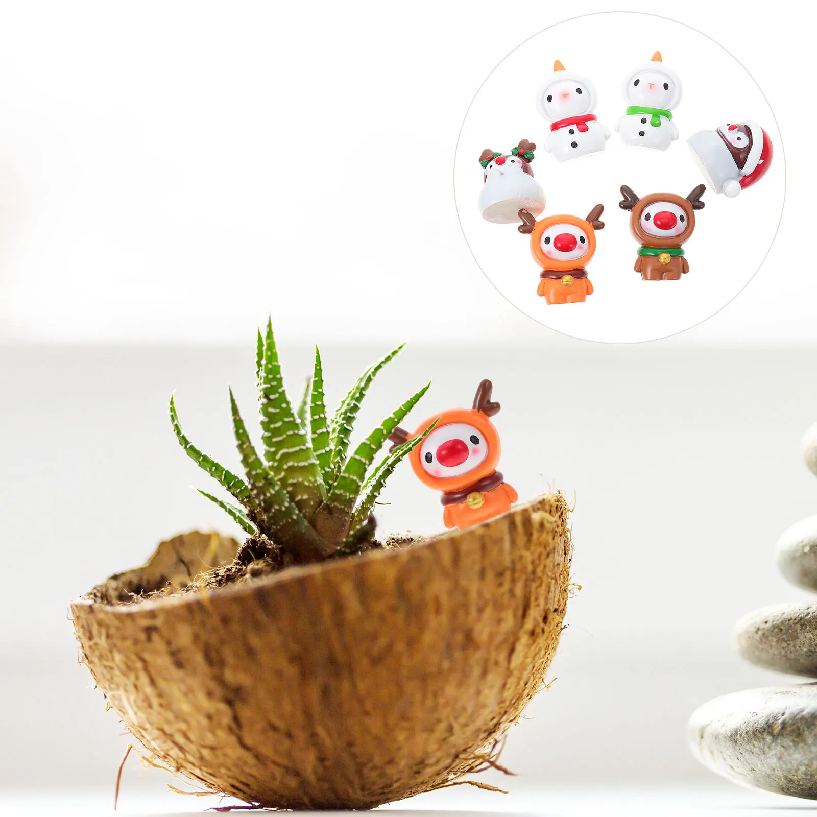 

6 Pcs Resin Ornaments Mini for Christmas Miniature Micro DIY Decorations Landscape Figurines Crafts Small