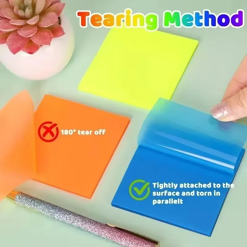 7/5/1 Pack Diaphanous Posted It Memo Pad PET Waterproof Sticky Note Pads Transparent Bookmark Marker Stickers School Stationery