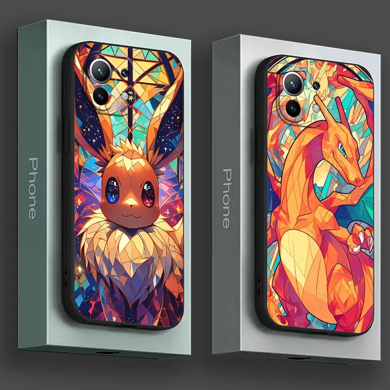 Eevee Charizard Bulbasaur Glass Phone Case Poco X7Pro For Xiaomi 14T 13T 12T 11T Pro 12 11 Lite Poco X3 X5 X6 M5 F6 X7 Pro Cover