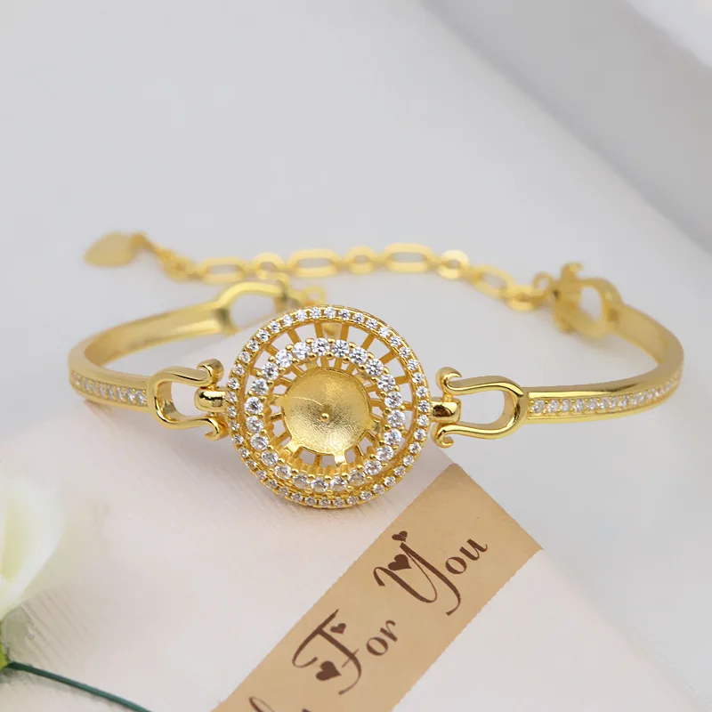 S925 Sterling Silver Bracelet Mountings ADJUSTABLE Bangle Findings Jewelry Parts Fittings Accessories for 10-11mm Pearls