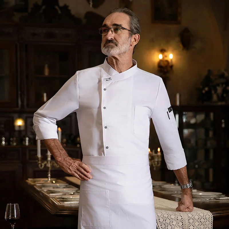 Ropa de trabajo para Chef, manga larga, Otoño Invierno, restaurante, cocina, cocina occidental, Catering, cantimplora, hornear pasteles, pan, ropa