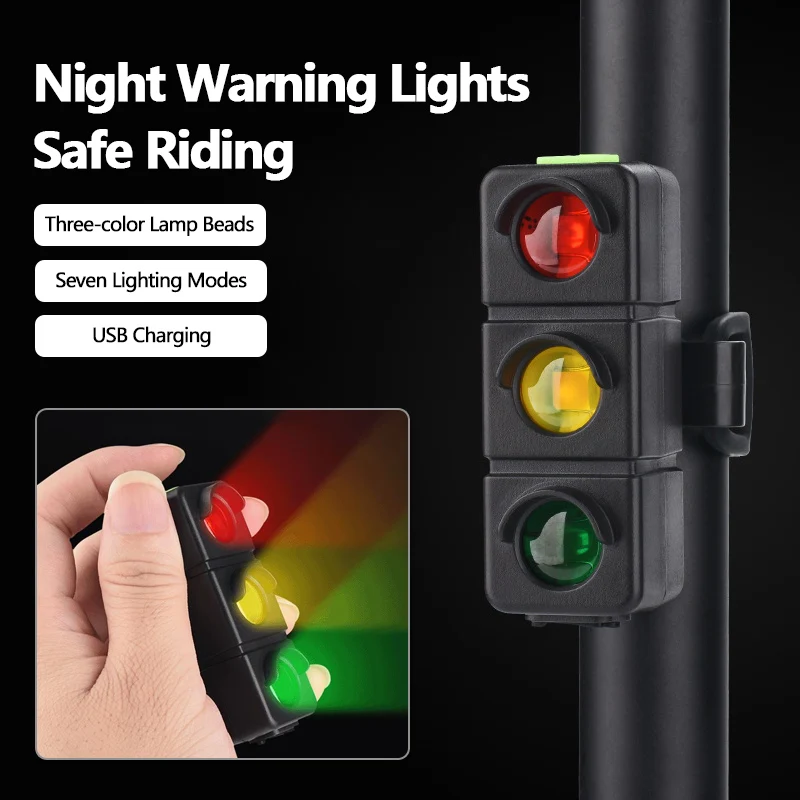 

USB-rechargeable outdoor LED bicycle rear light: a night safety warning light for mountain biking to enhance night visibility.