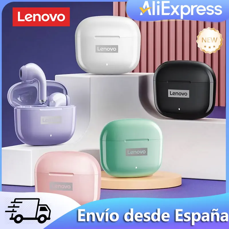 Envío desde ES Lenovo LP40 Pro auriculares Bluetooth sonido estéreo HIFI baja latencia auriculares de música para juegos auriculares de llamada HD