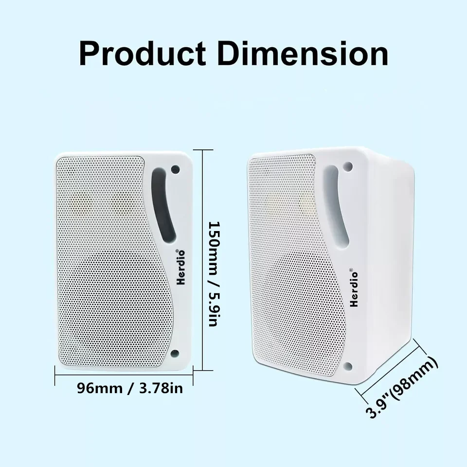 Herdio 3.5‘’ Indoor Outdoor Bluetooth Speakers Waterproof Wired 3Way 200W Upgrade Premium Wall Mount Speakers,Ideal use In Patio