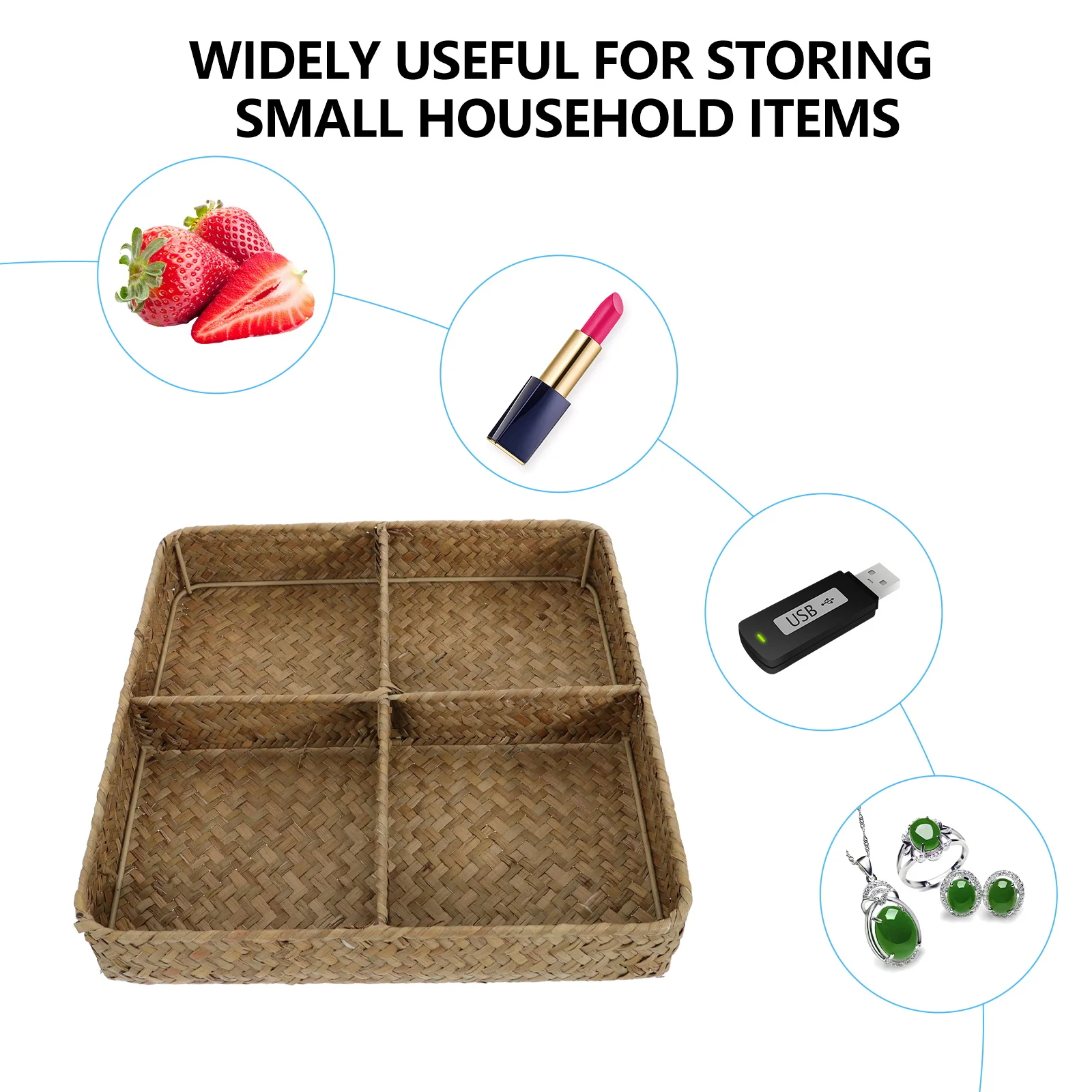 

Wicker Tea Table Storage Basket Multi function Household Pantry Baskets Home Decor Fruit Makeup ganizer Container Storage