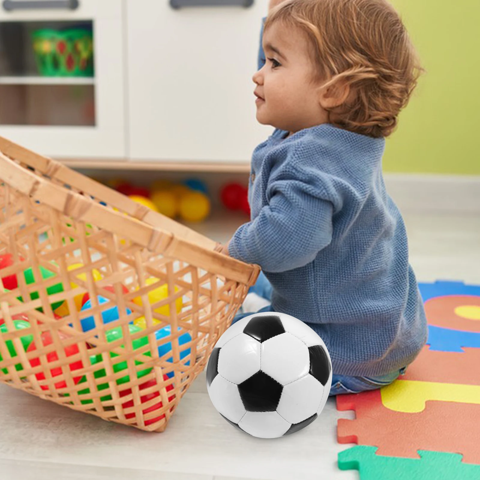 

Black White Kids PVC Material Pump Training Football Diy Soccer Training Match Soccer Toy