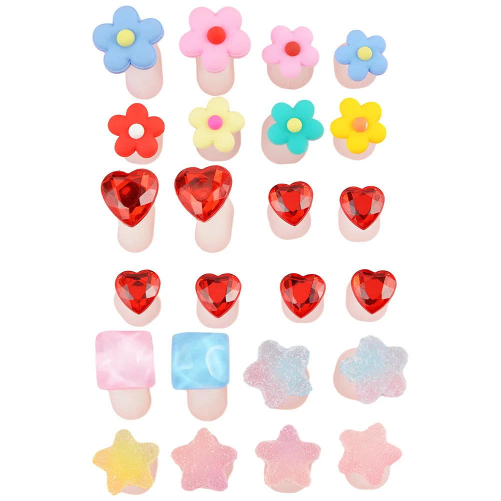 24 pçs separadores de dedo do pé de silicone flor reutilizável pedicure unha polonês acessórios decorativos separadores de dedo do pé