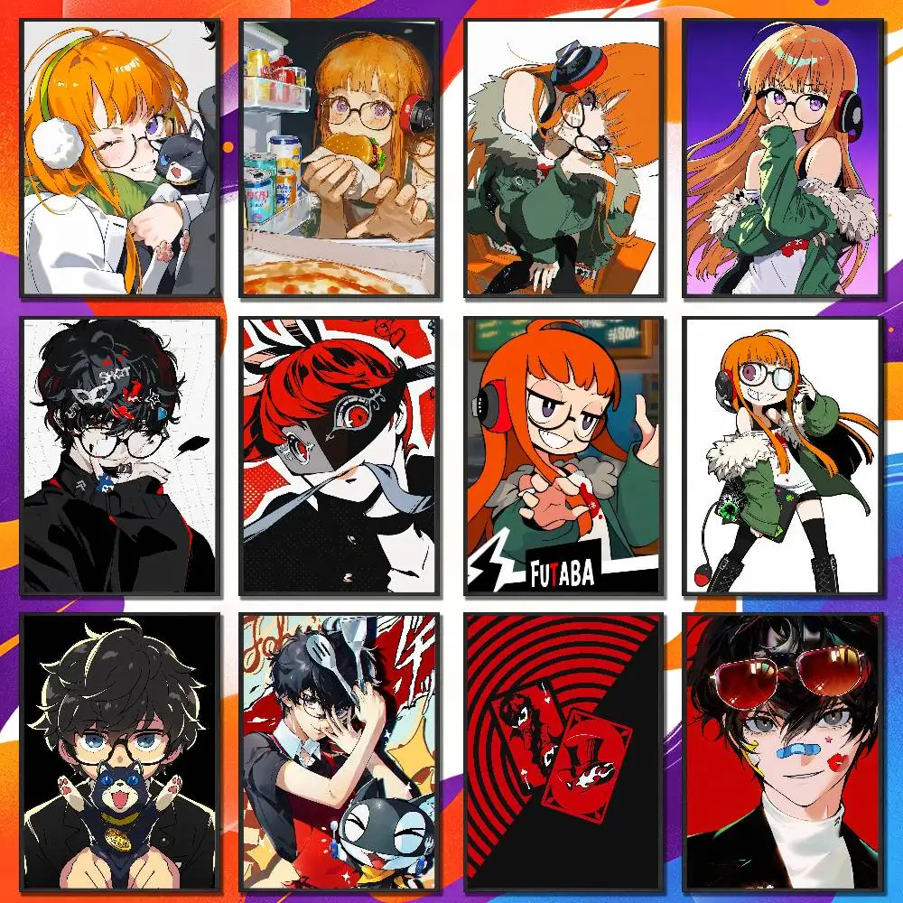 For Persona 5 Joker Futaba Sakura Poster Sticker Cover Bars Custom Film Self-adhesive Ornament Collectibles Playbill