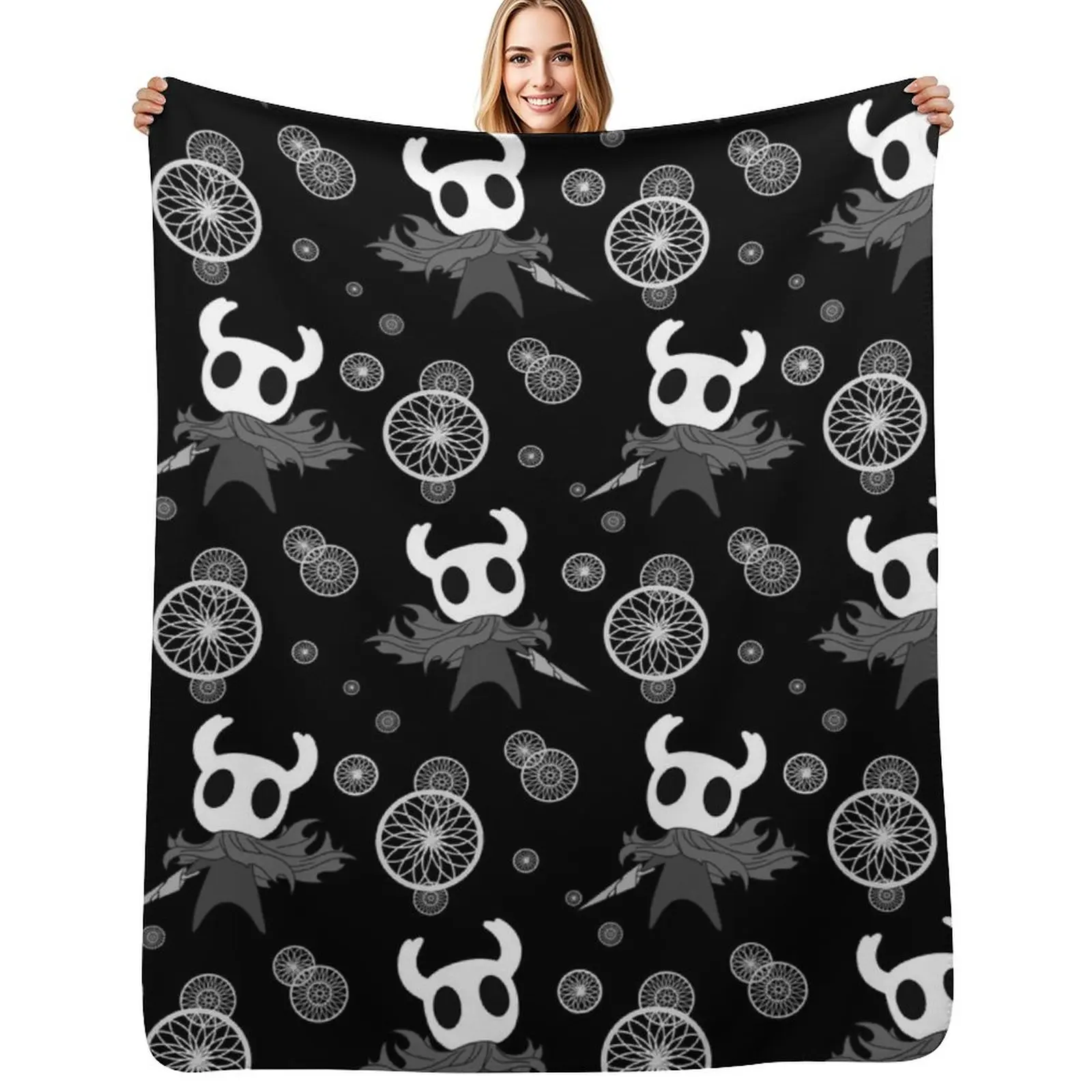 Hollow Knight pattern Throw Blanket Cozy Home Blanket Gift for Christmas Holiday