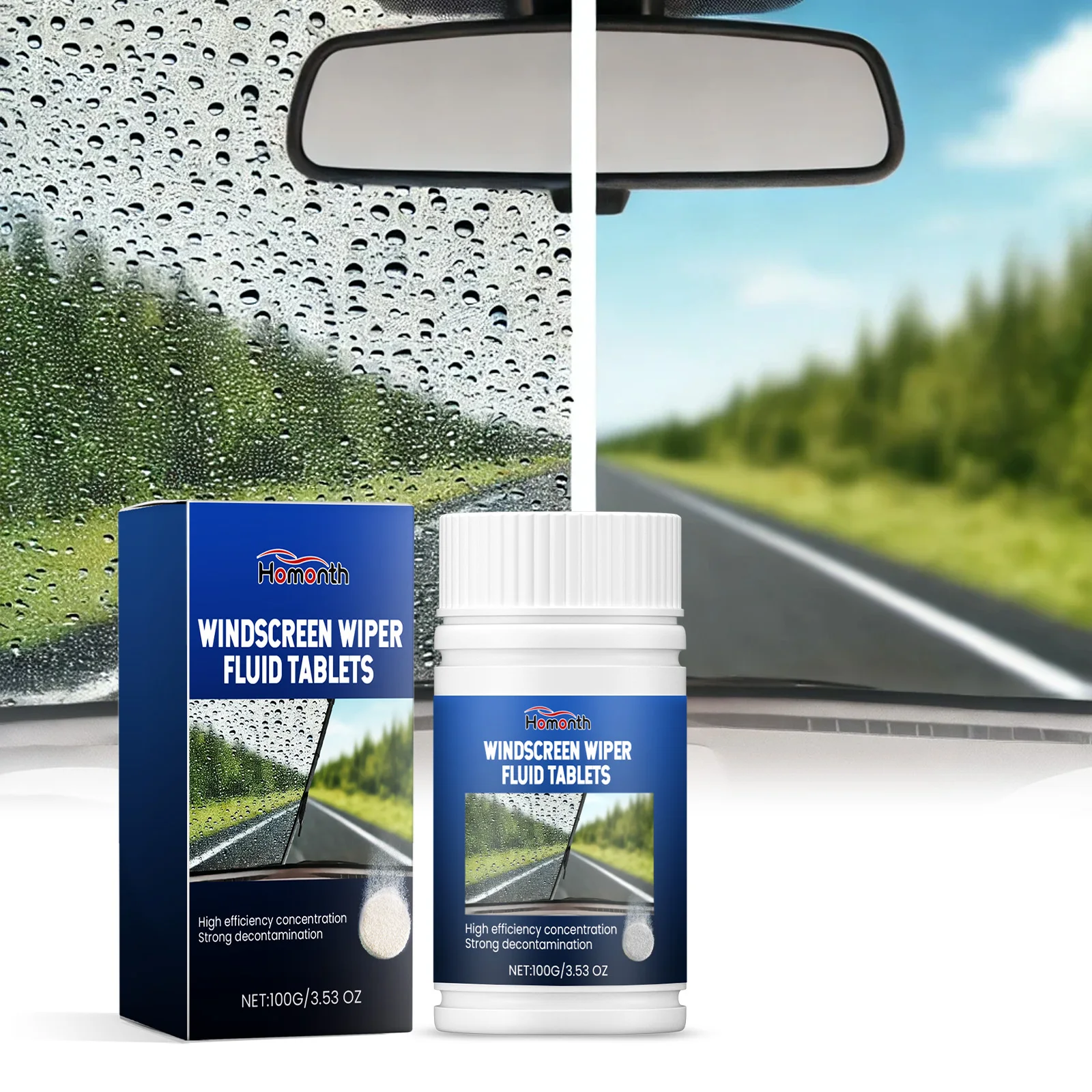 Car Windshield Cleaning Effervescent Tablets Remove Stains & Grease Film Effervescent Wash for Glass Windows Car Cleaning Tool
