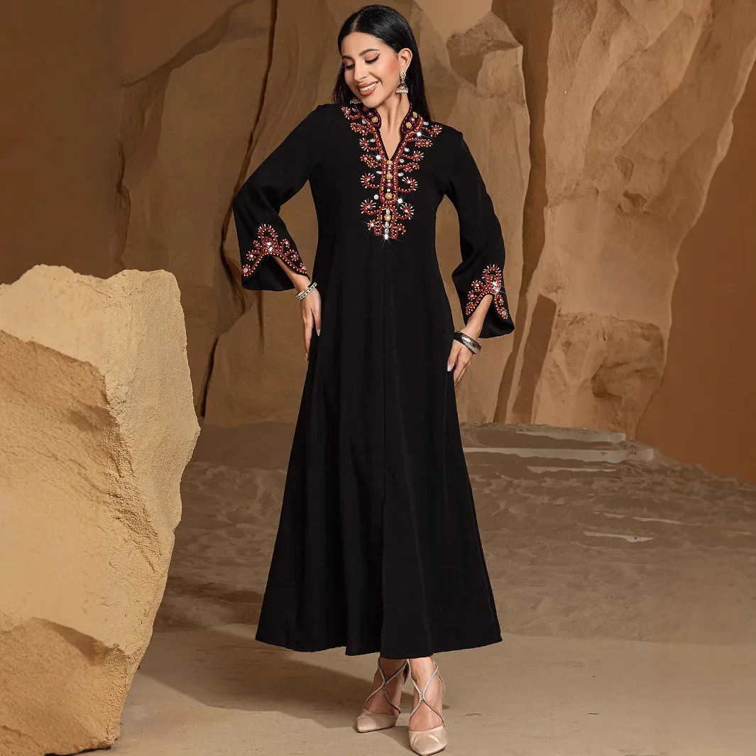 Dubaï diamant femmes Robe turquie Robe élégante mode longues robes arabe musulman Abaya Islam vêtements Eid Djellaba Ramadan Robe