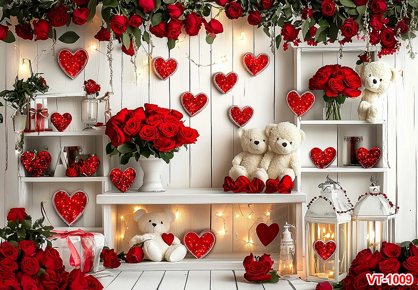 발렌타인 데이 스토어 사진 배경, 귀여운 곰 레드 로즈 발렌타인 스토어 배경, 신부 샤워 웨딩 사진