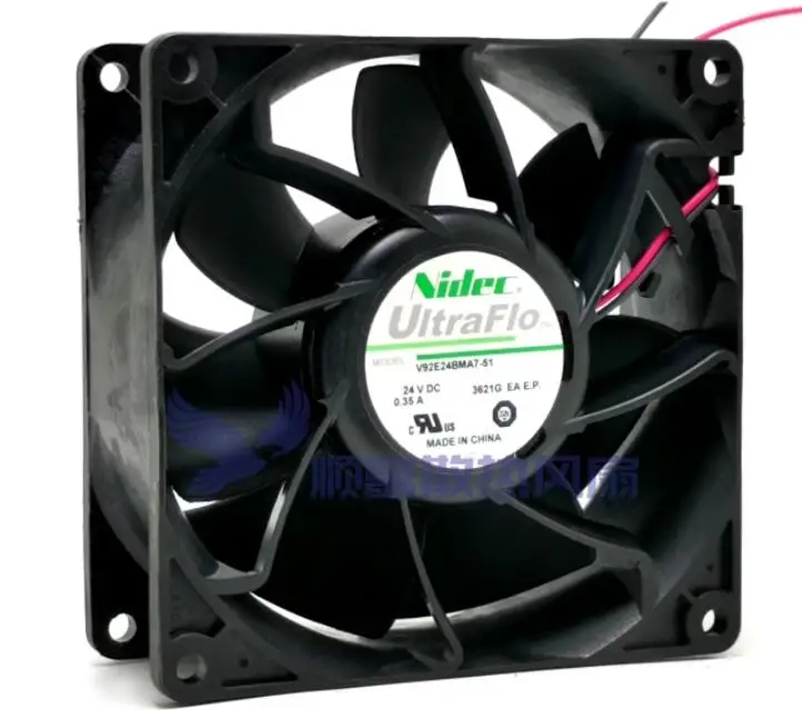 Nidec V92E24BMA7-51 DC 24V 0.35A 90x90x38mm 2-Wire Server Cooling Fan