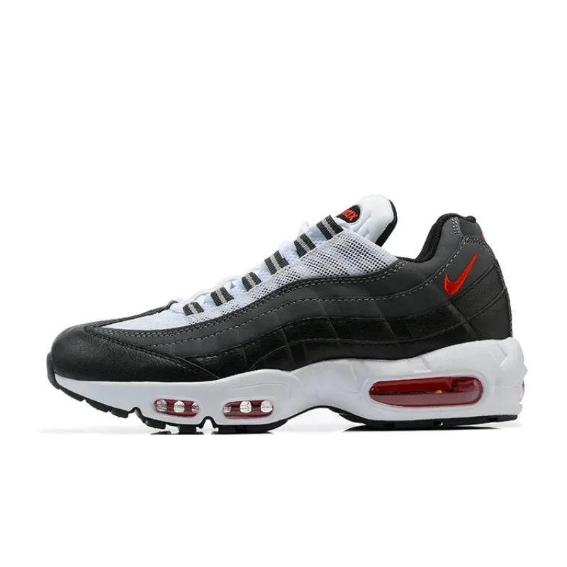 

NIKE AIR MAX 95 Men's Running Shoes, Cushioned, Fashionable, Eco-Friendly Recycled, Low Cut Sneakers, Black and Grey