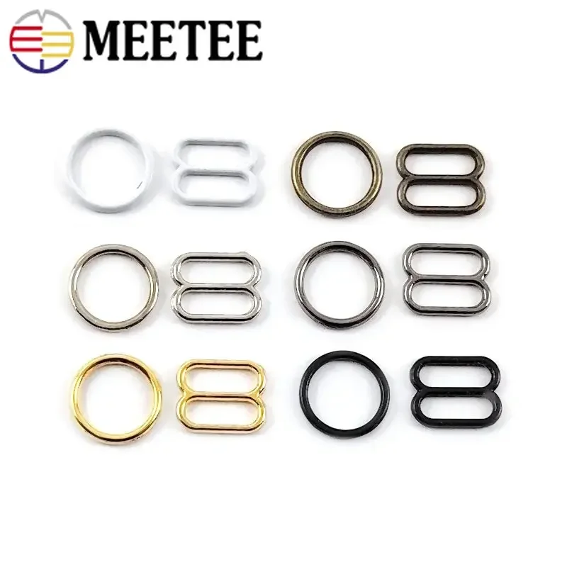 50Sets Metall O Ring BH Schnallen Teller Bikini Clip Verschluss Stecker Unterwäsche Strap Slider Dessous Hardware Nähzubehör