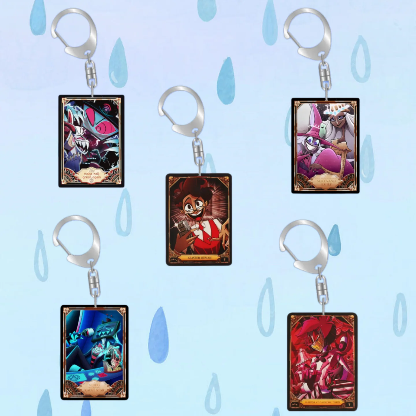 

Acrylic Q Version Character Keychain for Hazbin Hotel Alastor Vox Sir Pentious Anime Decoration Collection Lovely Gift Bag Charm