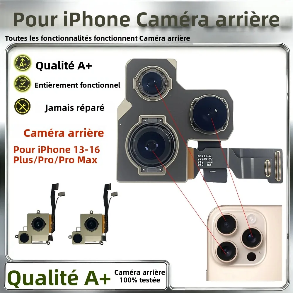 Caractéristiques fonctionnent pour iPhone 13MINI 14 15 16 Pro Max caméra arrière caméra principale arrière pour iPhone 13 PRO MAX 14 Plus caméra Plug & Play