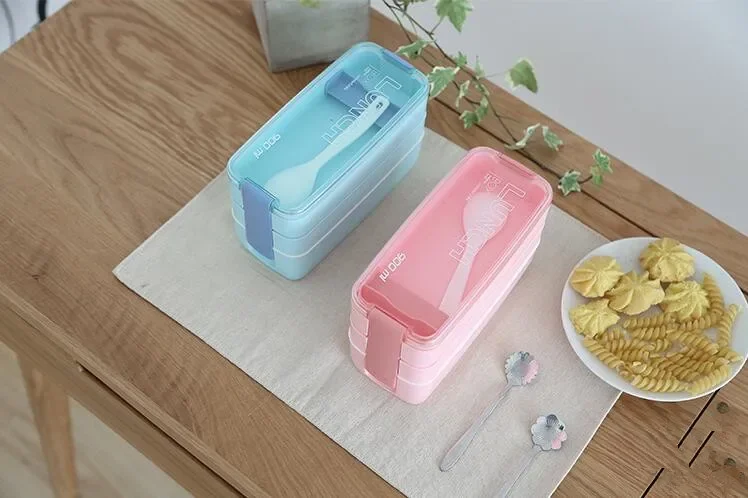 

Healthy Material Lunch Box 3 Layer Wheat Straw Bento Boxes Microwave Dinnerware Food Storage Container Lunchbox 900ml