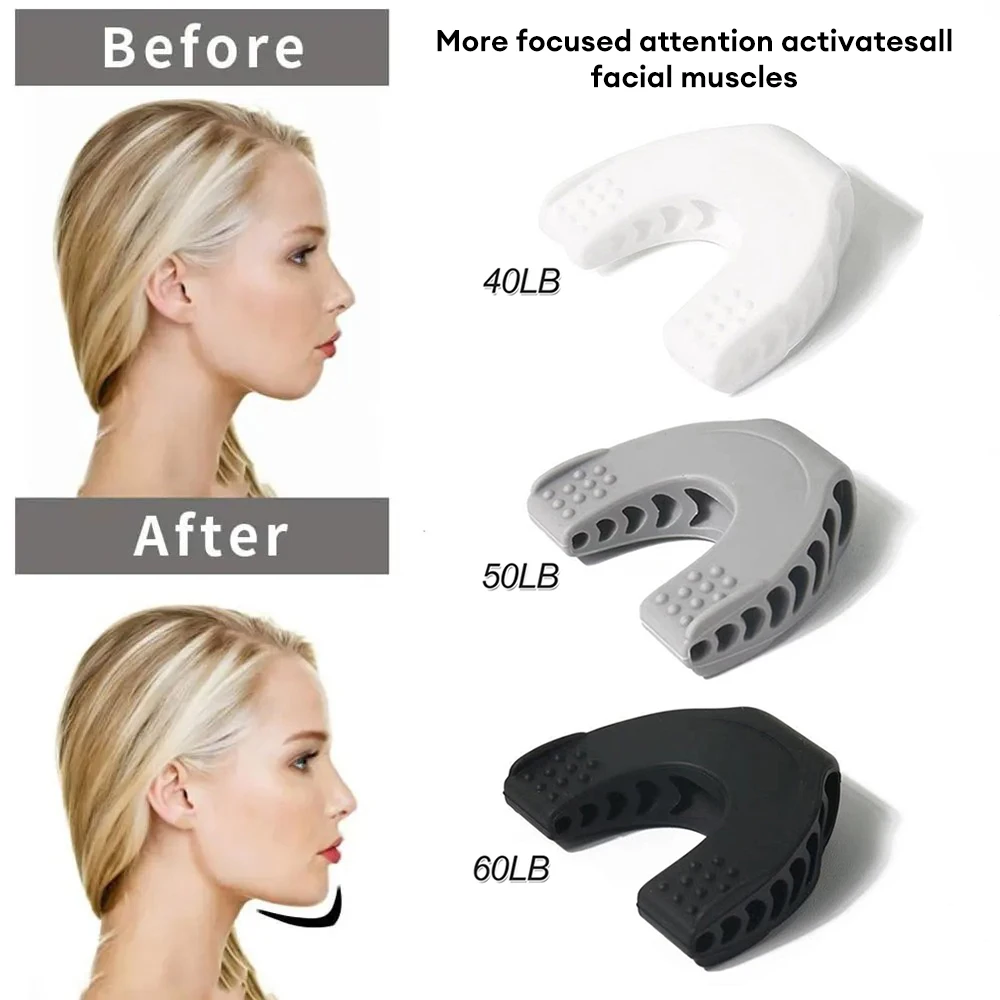 3pcs Jaw Exerciser 40/50/60lbs Face Masseter Trainer Jawline Shaper Neck Toning Tool Silicone Chew Ball Double Chin Reducer