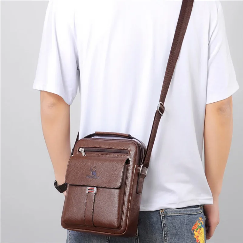 Men Crossbody Shoulder Bags Waterproof Vintage Men Handbags Large Capacity PU Leather Bag Man Messenger Bags Tote Bag